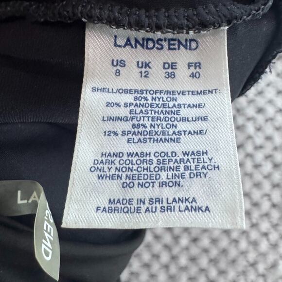 Lands End Swimsuit Womens 8 Black Once Piece Plunge V-Neck Halter Tie Sexy - Picture 2 of 12